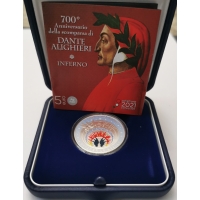 ITALY 5 EURO 2021 - 700th Anniversary of the Death of Dante Alighieri - silver