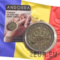 Andorra 2 euro BU mündikaart 2021 – Me hoolitseme meie eakate eest Andorra 2 euro BU mündikaart 2021 – Me hoolitseme meie eakate eest