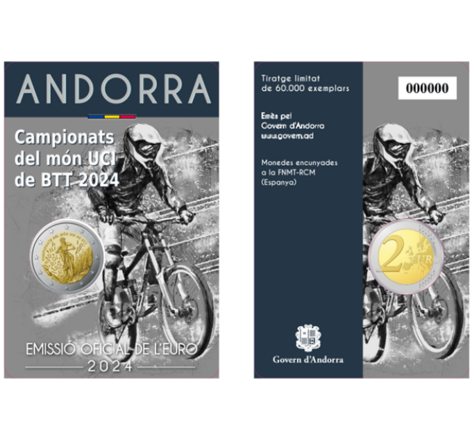 Andorra 2 euro BU mündikaart 2024 – UCI maastikuratta maailmameistrivõistlused Andorras
