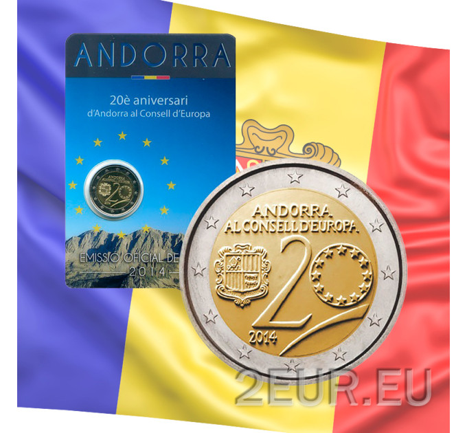 Andorra 2 euro BU mündikaart 2014 - 20 aastat Euroopa Nõukogus 