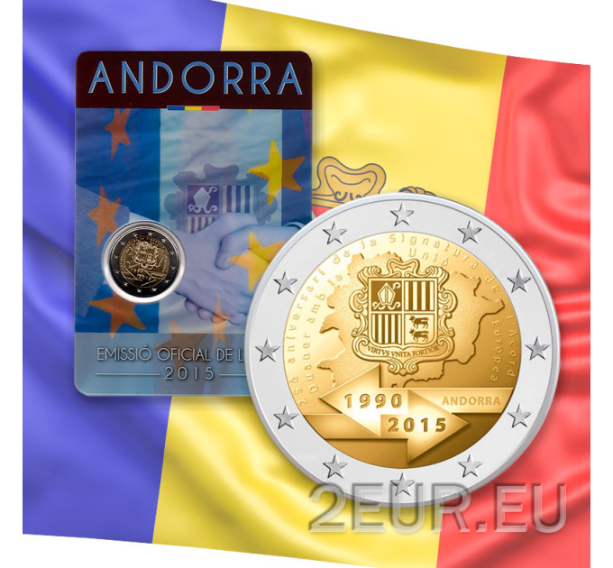Andorra 2 euro BU mündikaart 2015 - 25 aastat tolliliitu ELiga