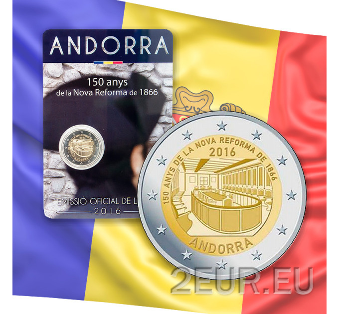 Andorra 2 euro BU mündikaart 2016 - 150 aastapäev uuest reformist 1866  