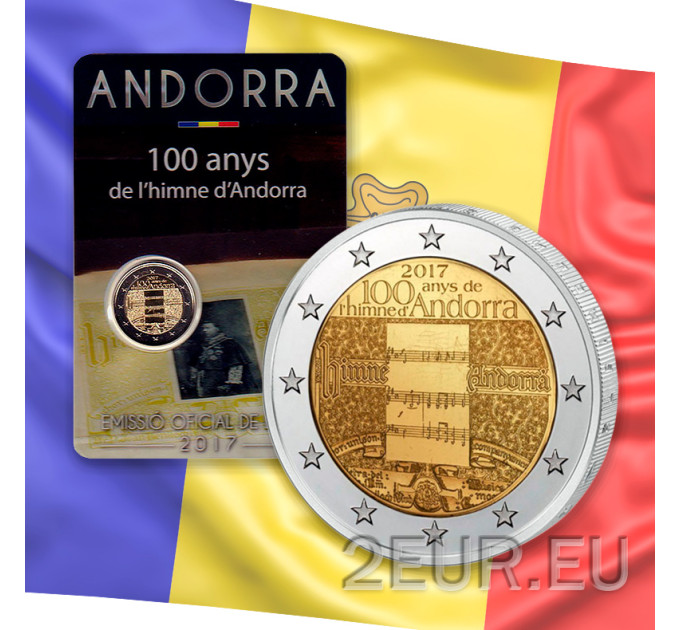 Andorra 2 euro BU mündikaart 2017 - 100 aastat Andorra hümni  