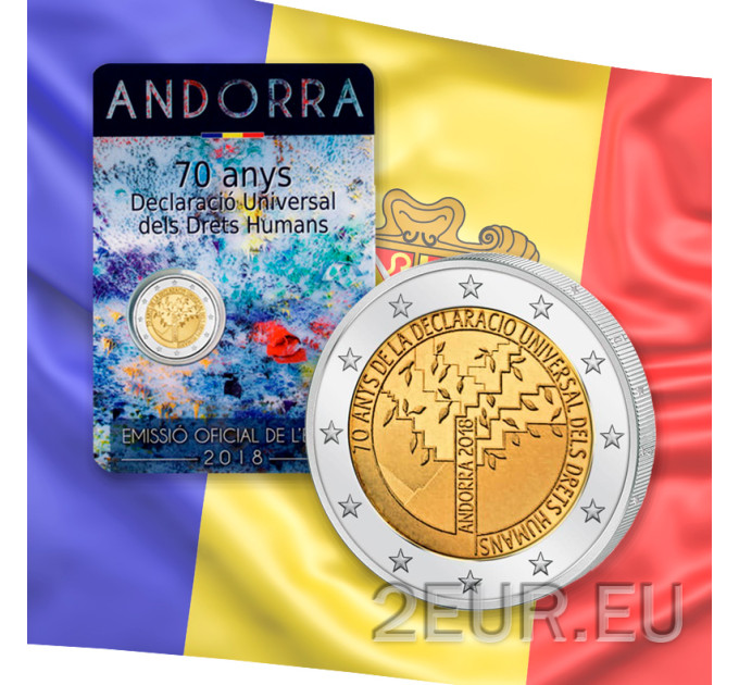 Andorra 2 euro BU mündikaart 2018 - Inimõiguste ülddeklaratsiooni 70. aastapäev  