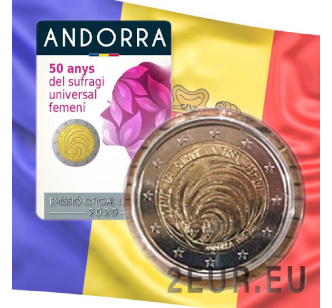 Andorra 2 euro BU mündikaart 2020 - 50 aastat naiste valimisõiguse kehtestamisest Andorras