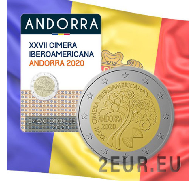 Andorra 2 euro BU mündikaart 2020 - Andorra Ibero-Ameerika 27. tippkohtumine