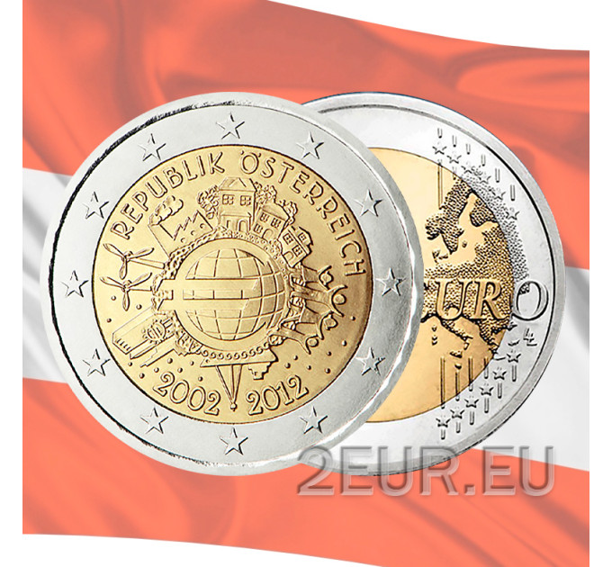 Austria 2 eurot UNC 2012 – 10 aastat euro sularaha