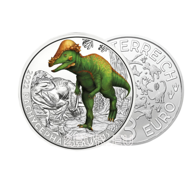 Austria 3-eurone münt 2022-2 – Pachycephalosaurus