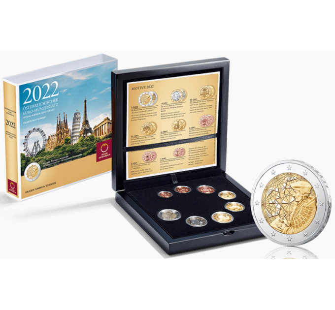 Austria müntide komplekt PROOF 2022 - 35 aastat Erasmuse programmi