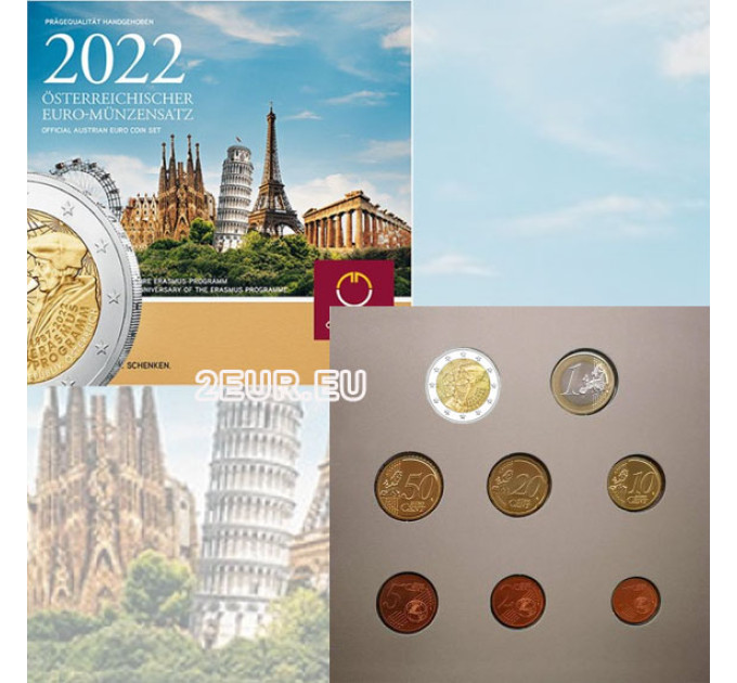 Austria Euromüntide komplekt BU 2022 - 35 aastat Erasmuse programmi