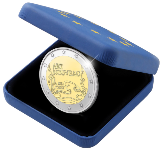 Belgia 2 eurot proof 2023 – Art Nouveau Brüsselis