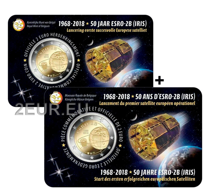 Belgia 2 eurot BU 2018 – Euroopa satelliit ESRO 2B - NL+FR