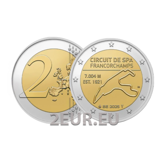 Belgia 2 euro UNC 2025 – Spa-Francorchampsi ringrada