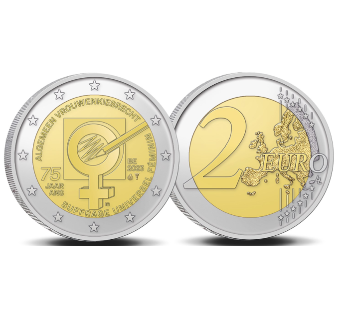 Belgia 2 euro UNC 2023 – 75 aastat üldist valimisõigust naistele Belgias 