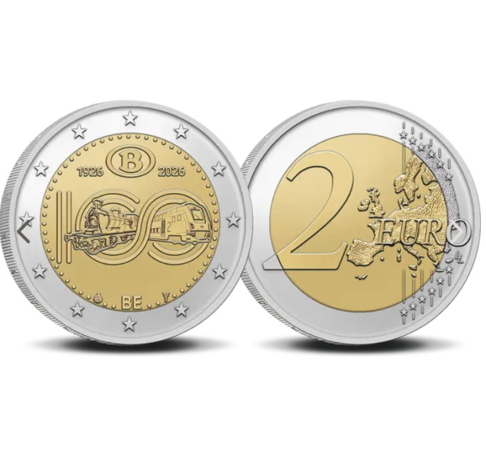 Бельгия 2 евро UNC 2026 - 100 лет NMBS