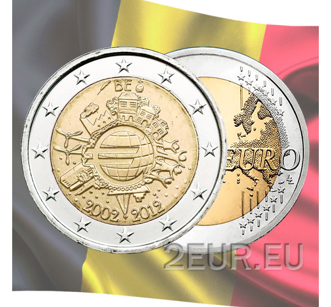 Belgia 2 euro UNC 2012 - 10 aastat sularaha 