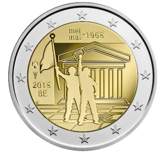 Belgia 2 euro UNC 2018 - Mai 50. aastapäev 1968. aasta sündmused Belgias - Üliõpilasrahutused 