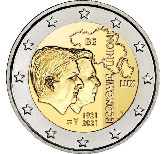 Belgia 2 euro UNC 2021 - Belgia - Luksemburgi majandusliidu 100. aastapäev (BLEU) 