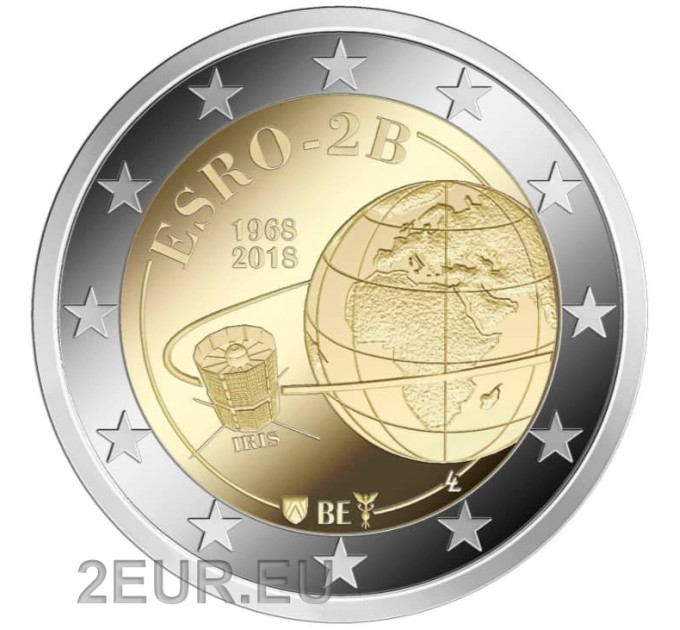 Belgia 2 euro UNC 2018 - Euroopa satelliit ESRO 2B 
