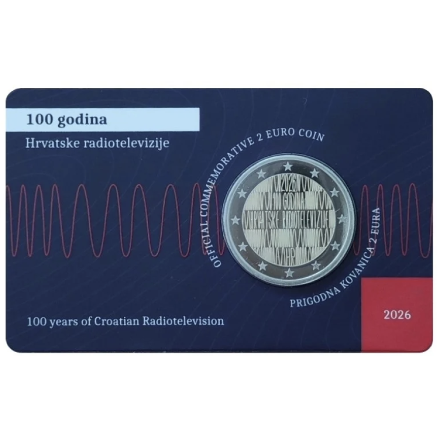 Horvaatia 2 euro BU 2026 – Horvaatia raadio ja televisiooni 100 aastat