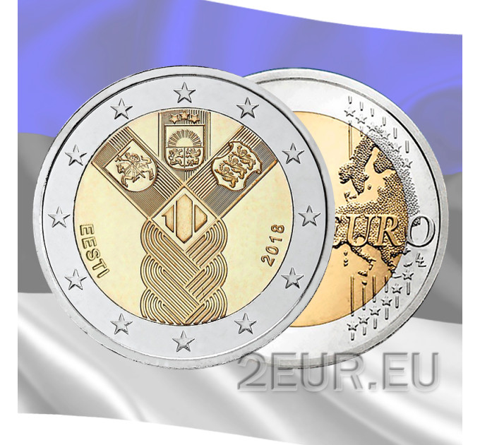 Eesti 2 eurot UNC 2018 - Balti riigid - 100 aastat iseseisvust