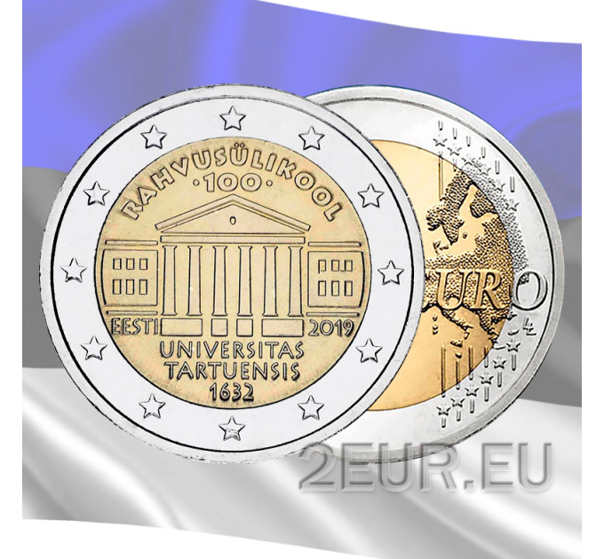 Eesti 2 eurot UNC 2019/2 - Tartu Ülikooli eesti keele 100. aastapäev