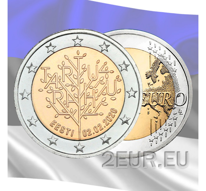 Eesti 2 eurot UNC 2020/2 - Tartu lepingu 100. aastapäev