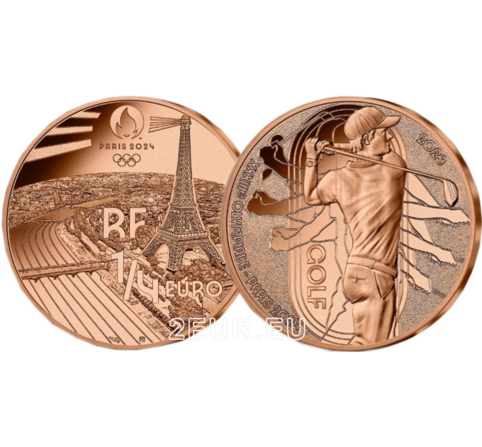  Prantsusmaa 1/4 euro UNC 2023 – 2024. aasta Pariisi olümpiamängud – Golf