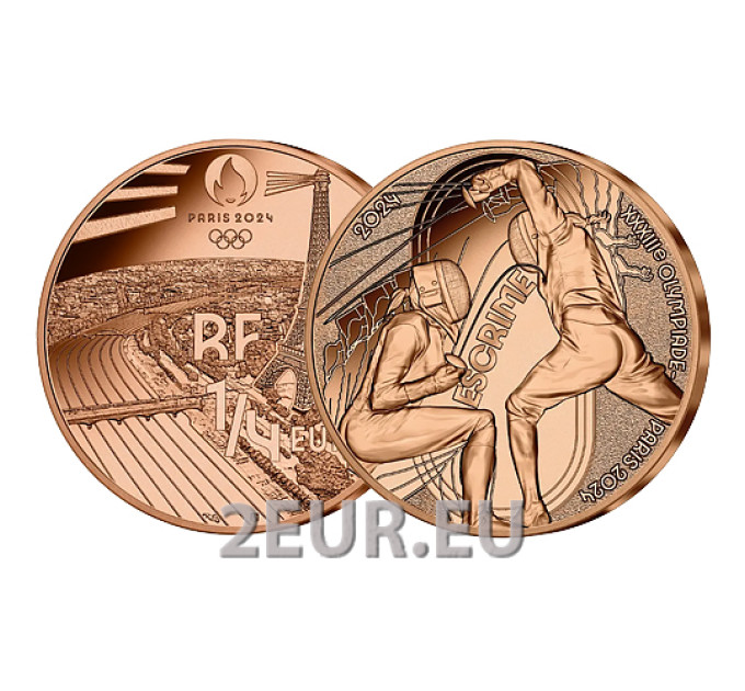  Prantsusmaa 1/4 euro UNC 2024 – 2024. aasta Pariisi olümpiamängud – Sportlik vehklemine