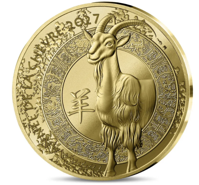 Франция 50 евро золотая монета Proof 2027 - Год Козы