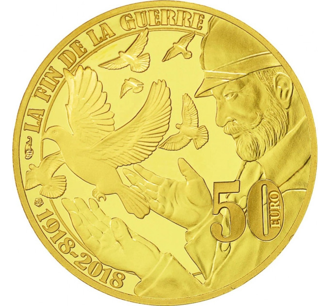 Prantsusmaa 50-eurone Kuldne münt Proof 2018 – Suur sõda – rahu