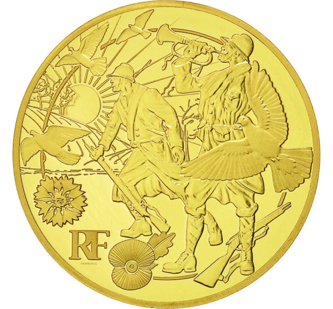 Prantsusmaa 50-eurone Kuldne münt Proof 2018 – Suur sõda – rahu