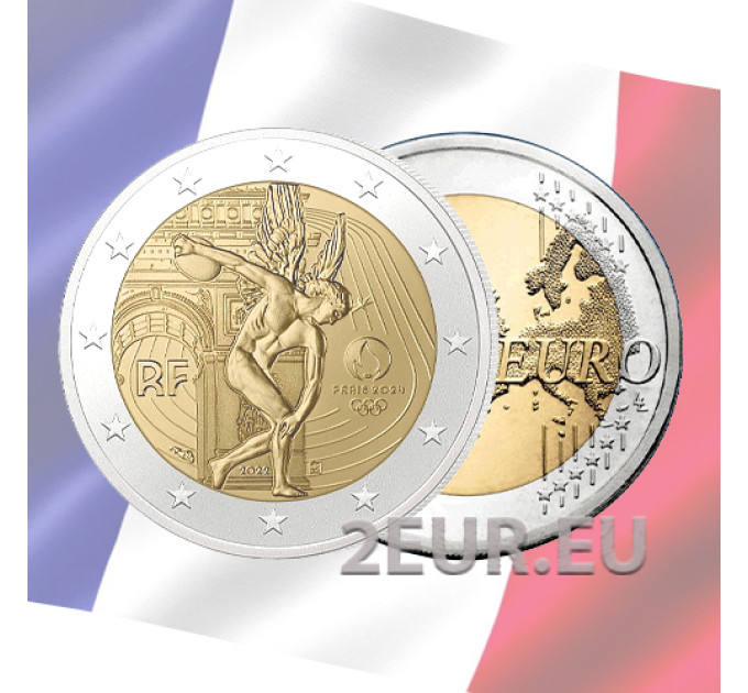 Prantsusmaa 2 euro UNC 2022 - 2024. aasta suveolümpiamängud Pariisis – Geenius