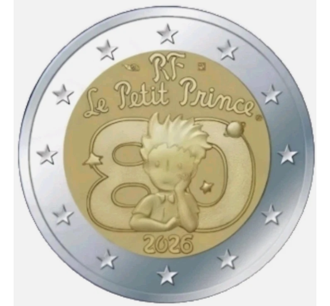 Prantsusmaa 2 eurot UNC 2026 – 80 aastat filmi "Väike prints"