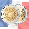 Франция 2 евро UNC 2012 - 10 лет евро наличных