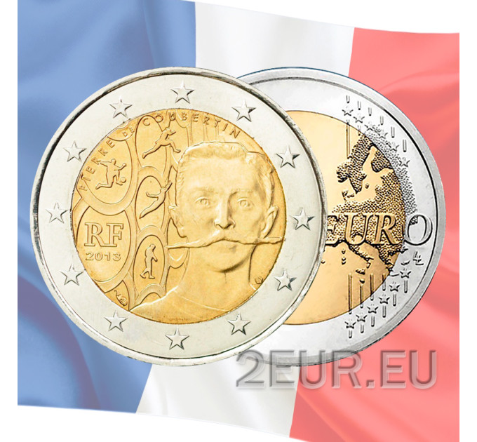 Prantsusmaa 2 euro UNC 2013 - 150. sünniaastapäev Pierre de Coubertini sünnist