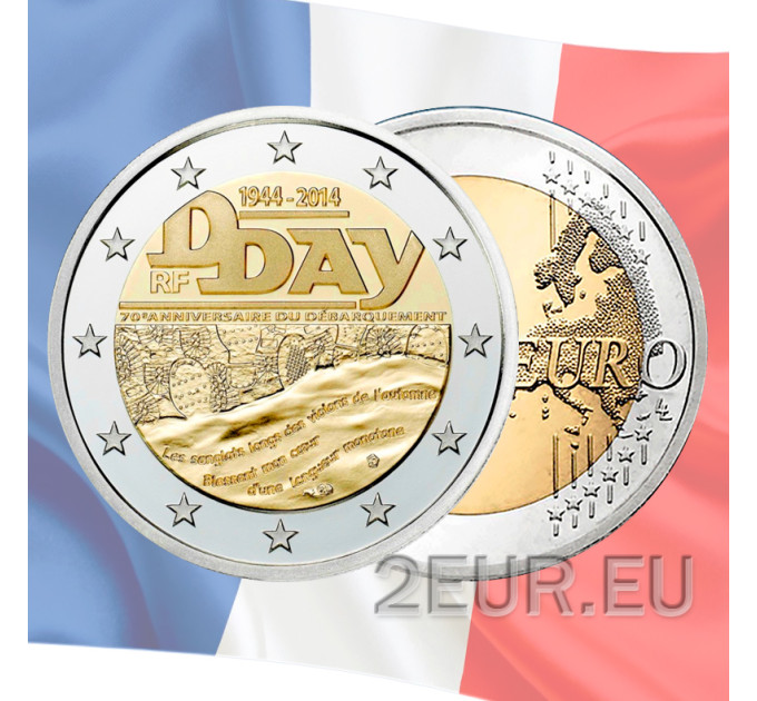 Prantsusmaa 2 euro UNC 2014 - Normandia dessandi 70. aastapäev 6. juunil 1944 – D-Day