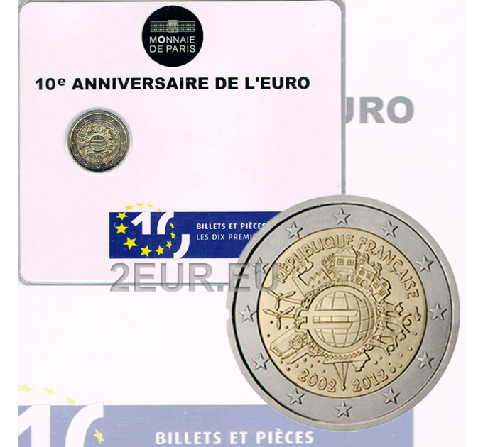 Prantsusmaa 2 eurot BU 2012 – 10 aastat euro sularaha