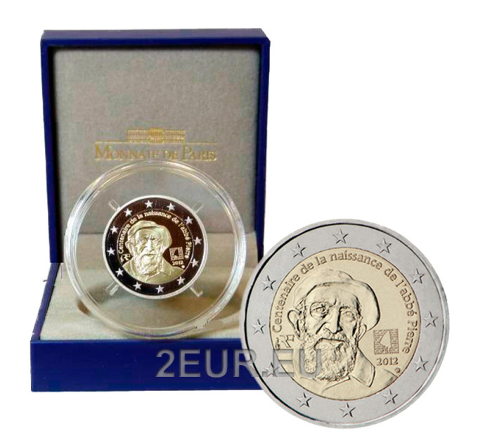 Prantsusmaa 2 eurot Proof 2012 – Abbe Pierre'i 100. sünniaastapäev