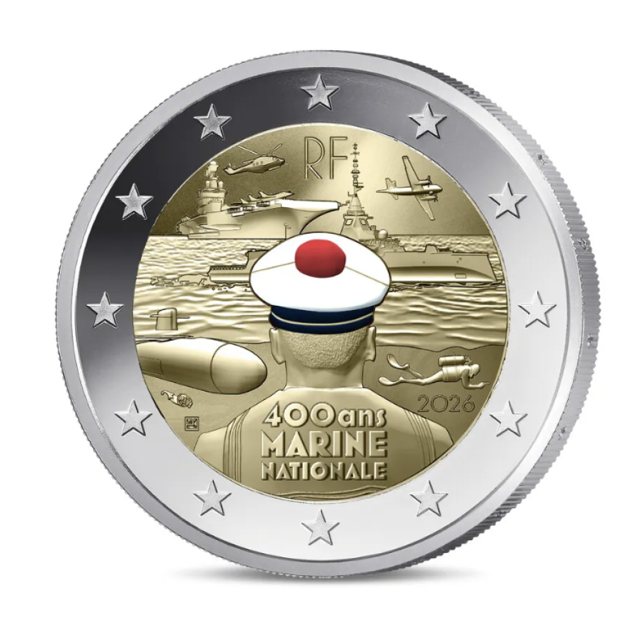 Prantsusmaa 2 eurot Proof 2026 – Prantsuse merevägi Prantsusmaa 2 eurot Proof 2026 – Prantsuse merevägi