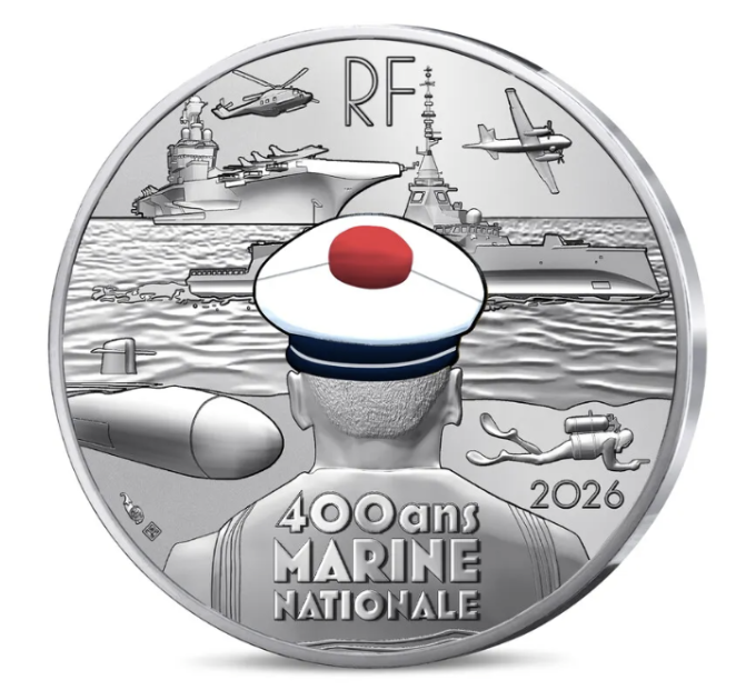 Франция 10 евро серебро монета 2026 - Французский военно-морской флот
