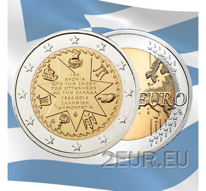 Kreeka 2 eurot UNC 2014/2 – Joonia mere saarte liidu ja Kreeka 150. aastapäev