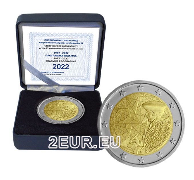Kreeka 2 eurot proof 2022 – 35 aastat Erasmust 