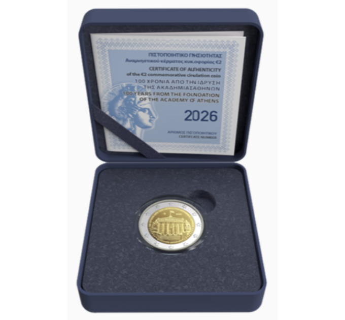 Greece 2 euro Proof 2026 - 100 YEARS FROM THE FOUNDATION OF THE ACADEMY OF ATHENS