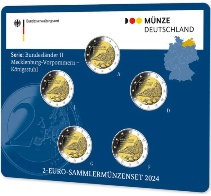  Saksamaa 2 Euromüntide komplekt BU 2024 – Mecklenburg-Vorpommern – ADFGJ