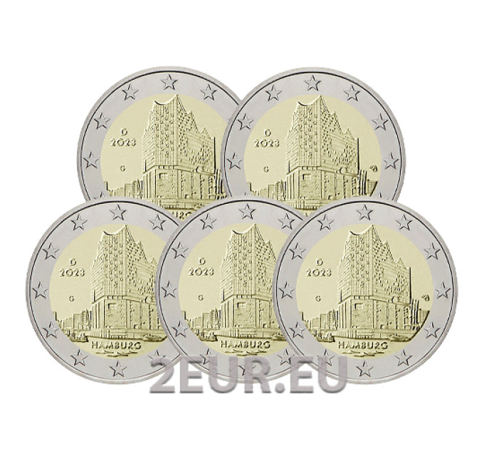 Saksamaa 2 eurot UNC 2023 – Hamburg – Elbphilharmonie – ADFGJ