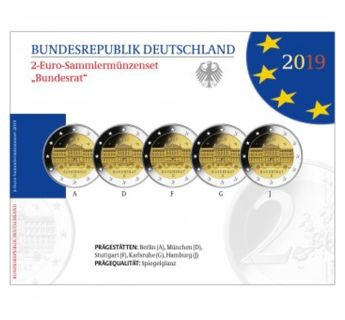 Saksamaa 2 euro proof 2019 – 70 aastat Föderaalnõukogu põhiseadusest – Bundesrat