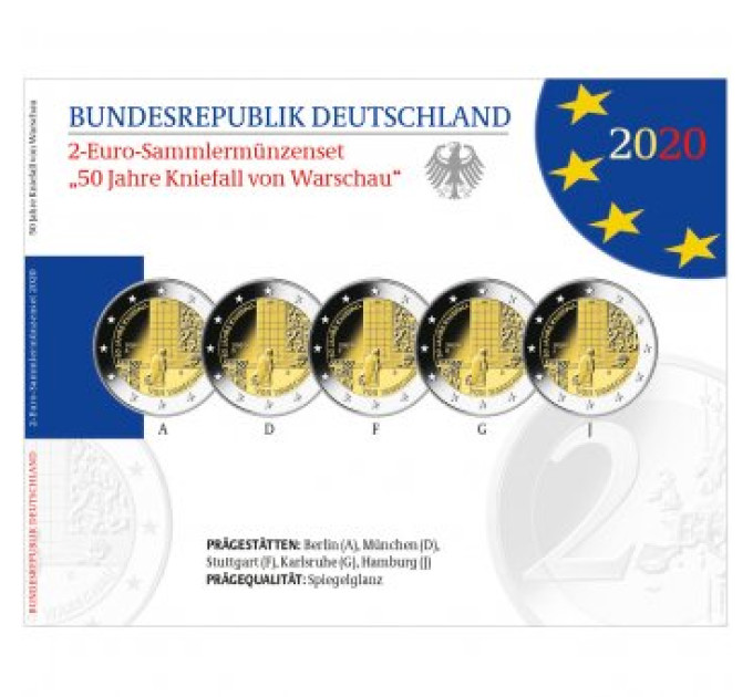 Saksamaa 2 euro proof 2020 – 50 aastat Kniefall von Warschau – Varssavi genuflektsioonist