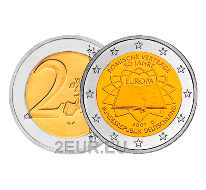 Saksamaa 2 eurot UNC 2007 – 50-aastane Rooma leping – D – München