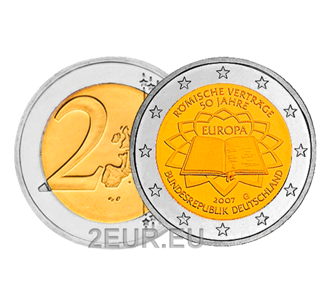 Saksamaa 2 eurot UNC 2007 – 50-aastane Rooma leping – G – Karlsruhe